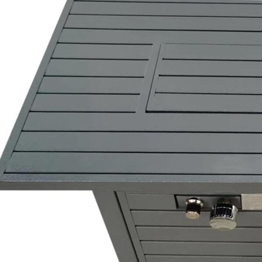 50000 BTU 42" Gray Steel Propane Rectangular Fire Pit Table With Cover