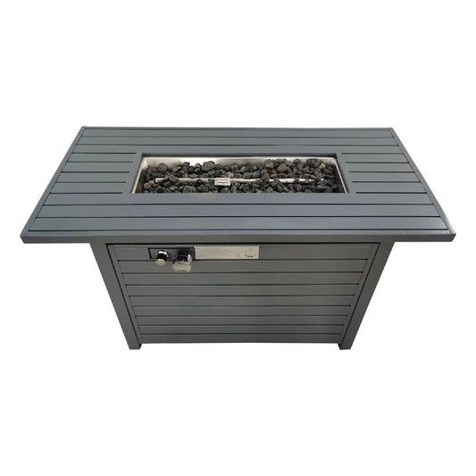 50000 BTU 42" Gray Steel Propane Rectangular Fire Pit With Cover