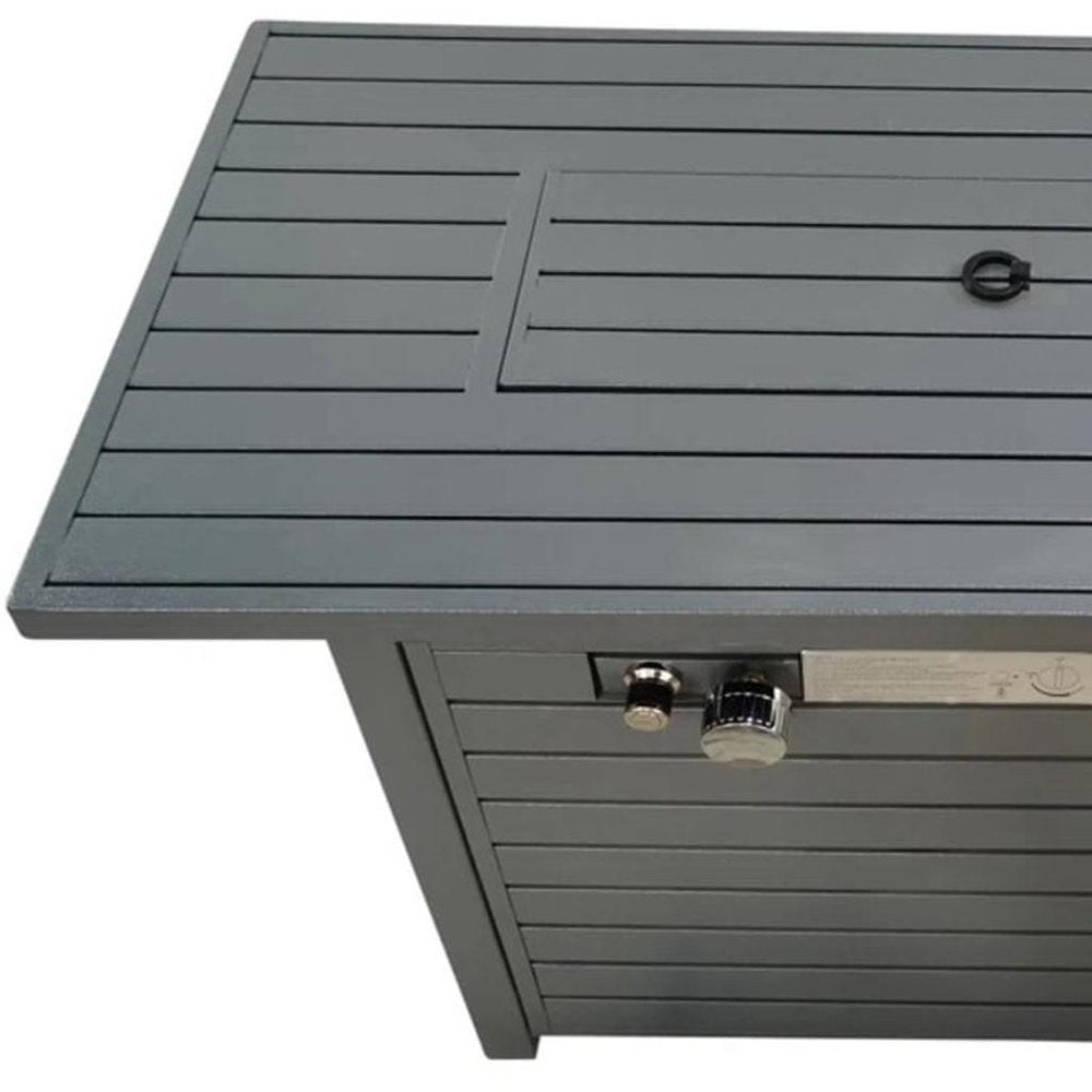 50000 BTU 42" Gray Steel Propane Rectangular Fire Pit With Cover