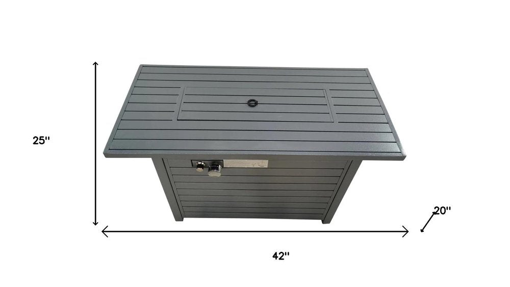 50000 BTU 42" Gray Steel Propane Rectangular Fire Pit With Cover