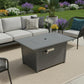 50000 BTU 42" Gray Steel Propane Rectangular Fire Pit Table With Cover