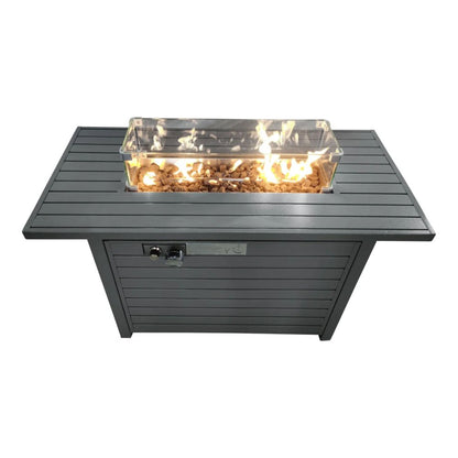 50000 BTU 42" Gray Steel Propane Rectangular Fire Pit Table With Cover