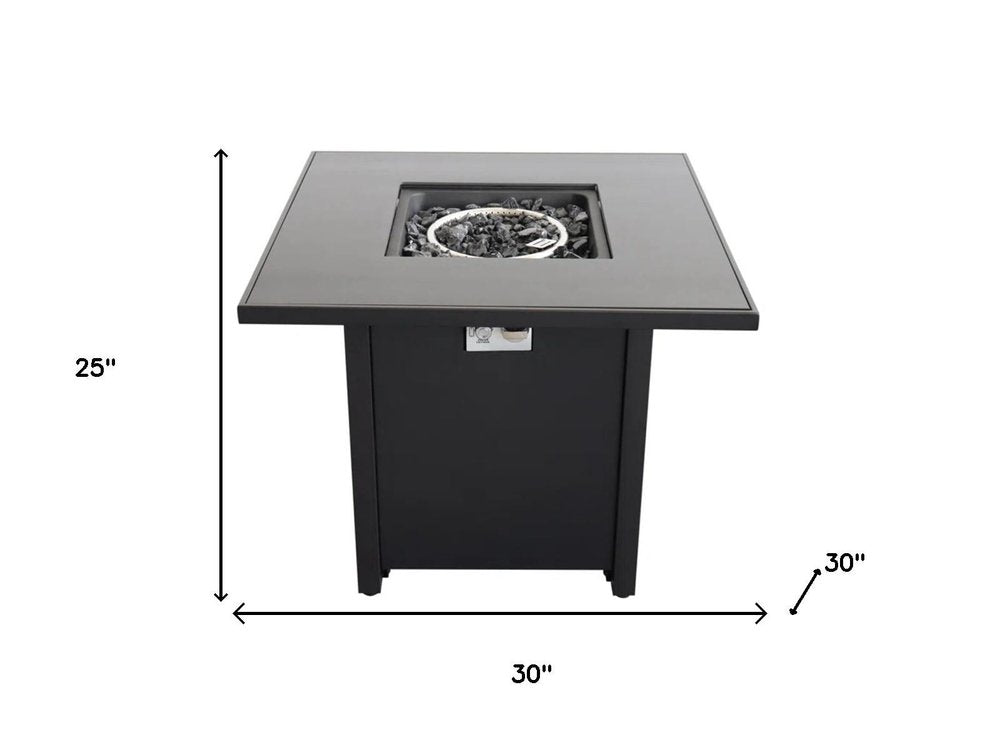 50000 BTU 30" Black Steel Propane Rectangular Fire Pit With Cover