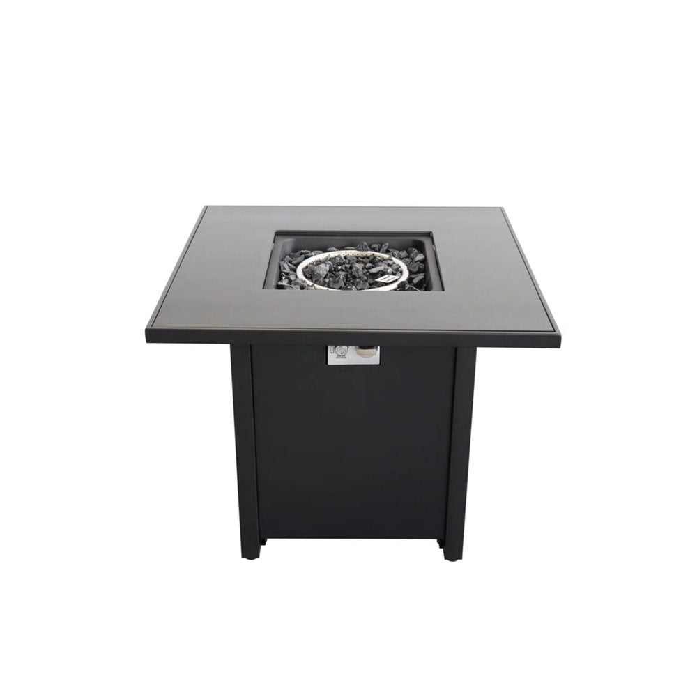 50000 BTU 30" Black Steel Propane Square Fire Pit With Cover