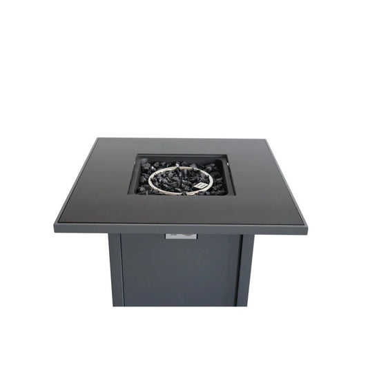 50000 BTU 30" Black Steel Propane Square Fire Pit With Cover