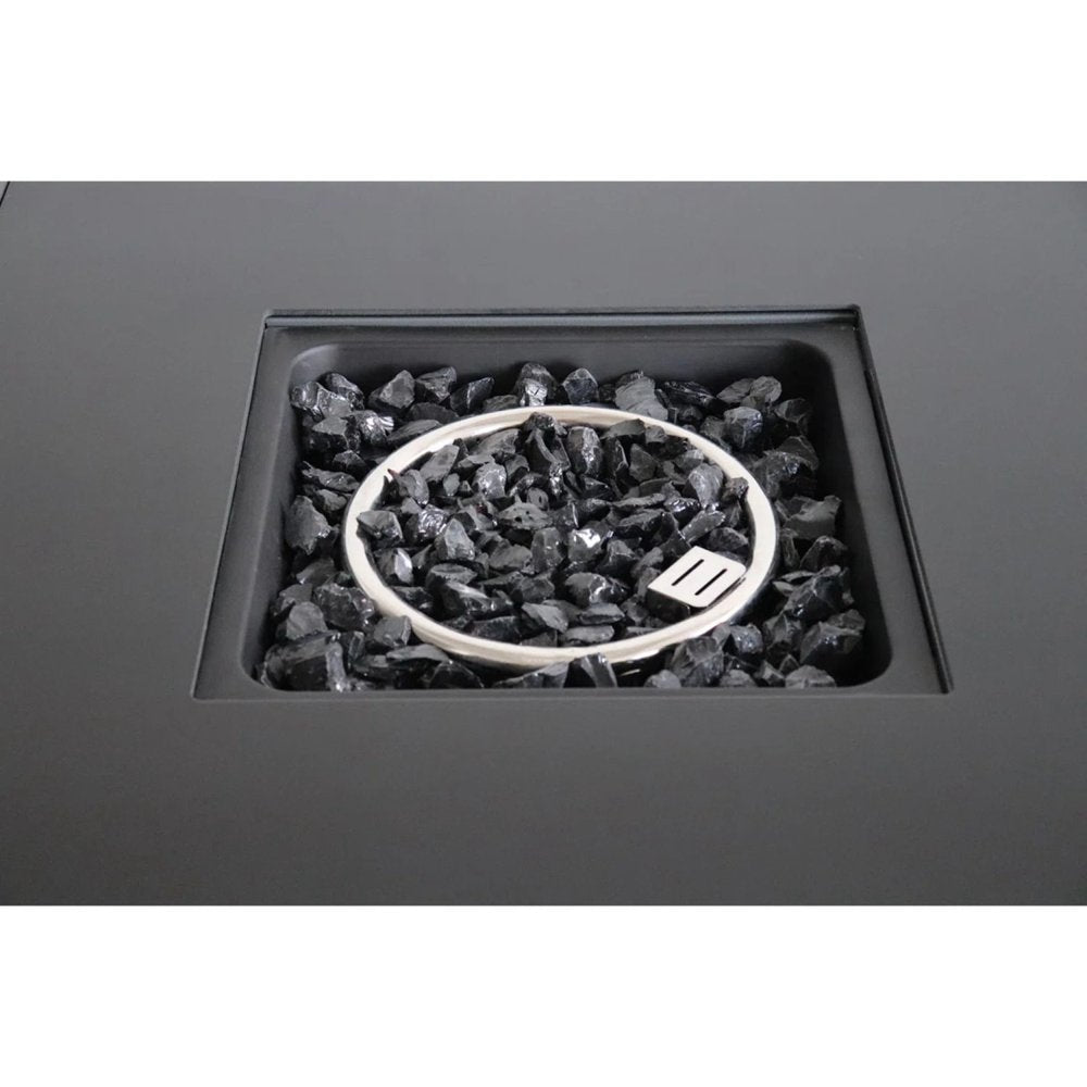 50000 BTU 30" Gray Steel Propane Rectangular Fire Pit With Cover