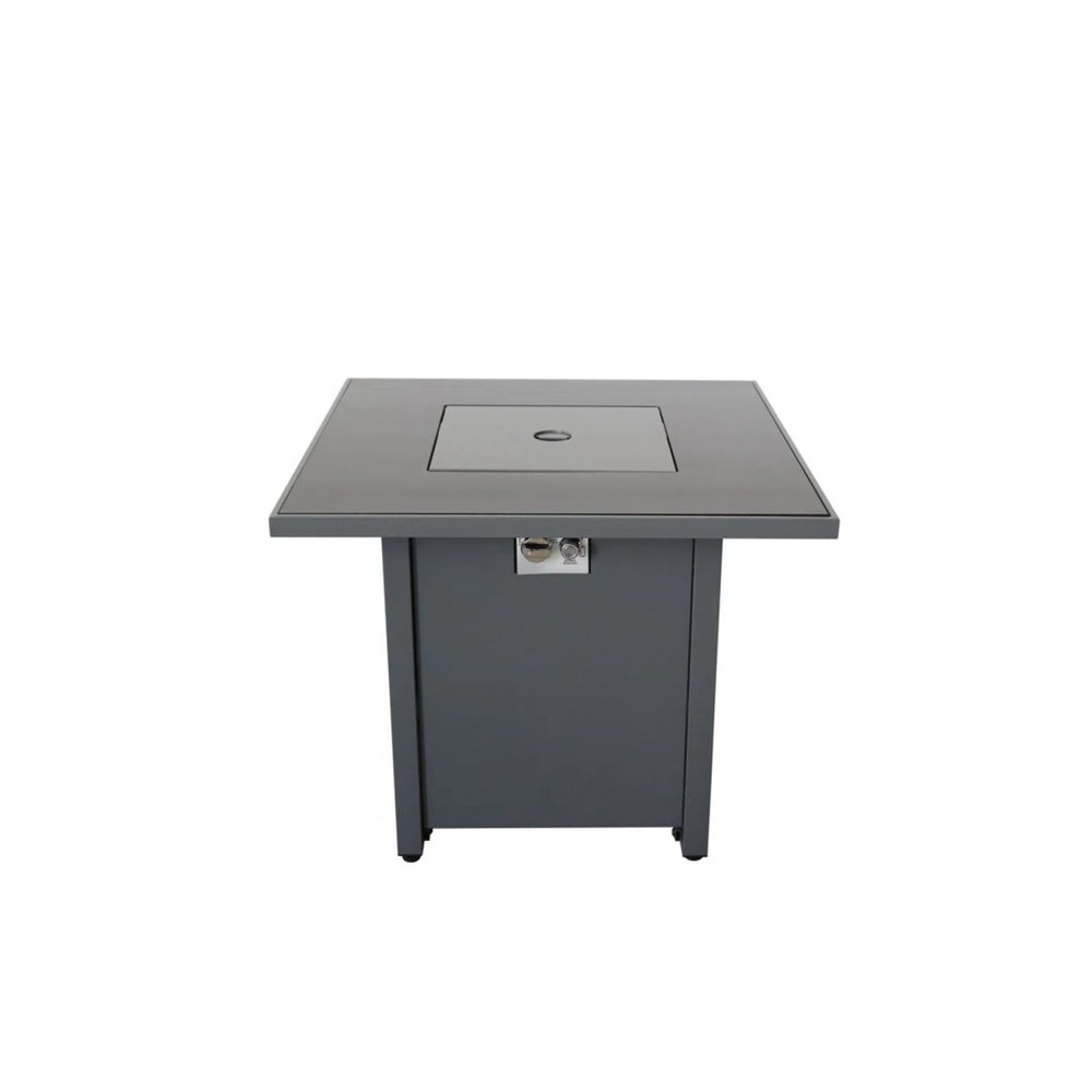 50000 BTU 30" Black Steel Propane Square Fire Pit Table With Cover