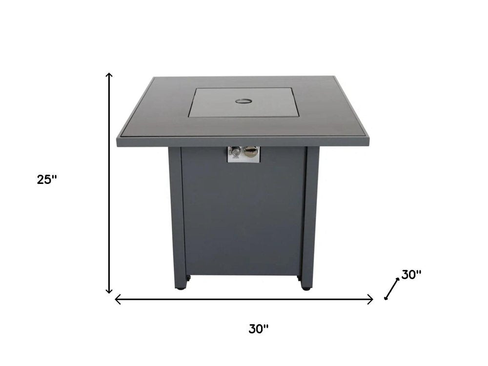 50000 BTU 30" Black Steel Propane Square Fire Pit Table With Cover