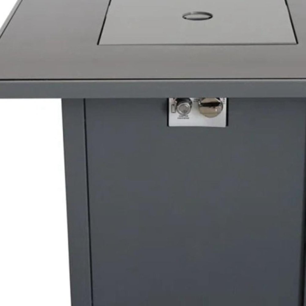50000 BTU 30" Gray Steel Propane Rectangular Fire Pit With Cover