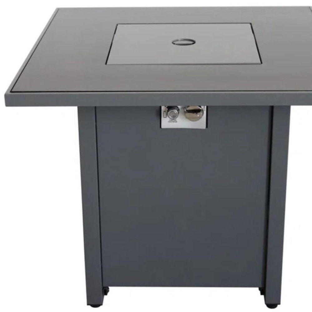 50000 BTU 30" Gray Steel Propane Rectangular Fire Pit With Cover