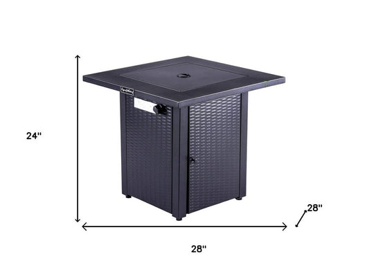 50000 BTU 28" Black Steel Propane Square Fire Pit Table With Cover