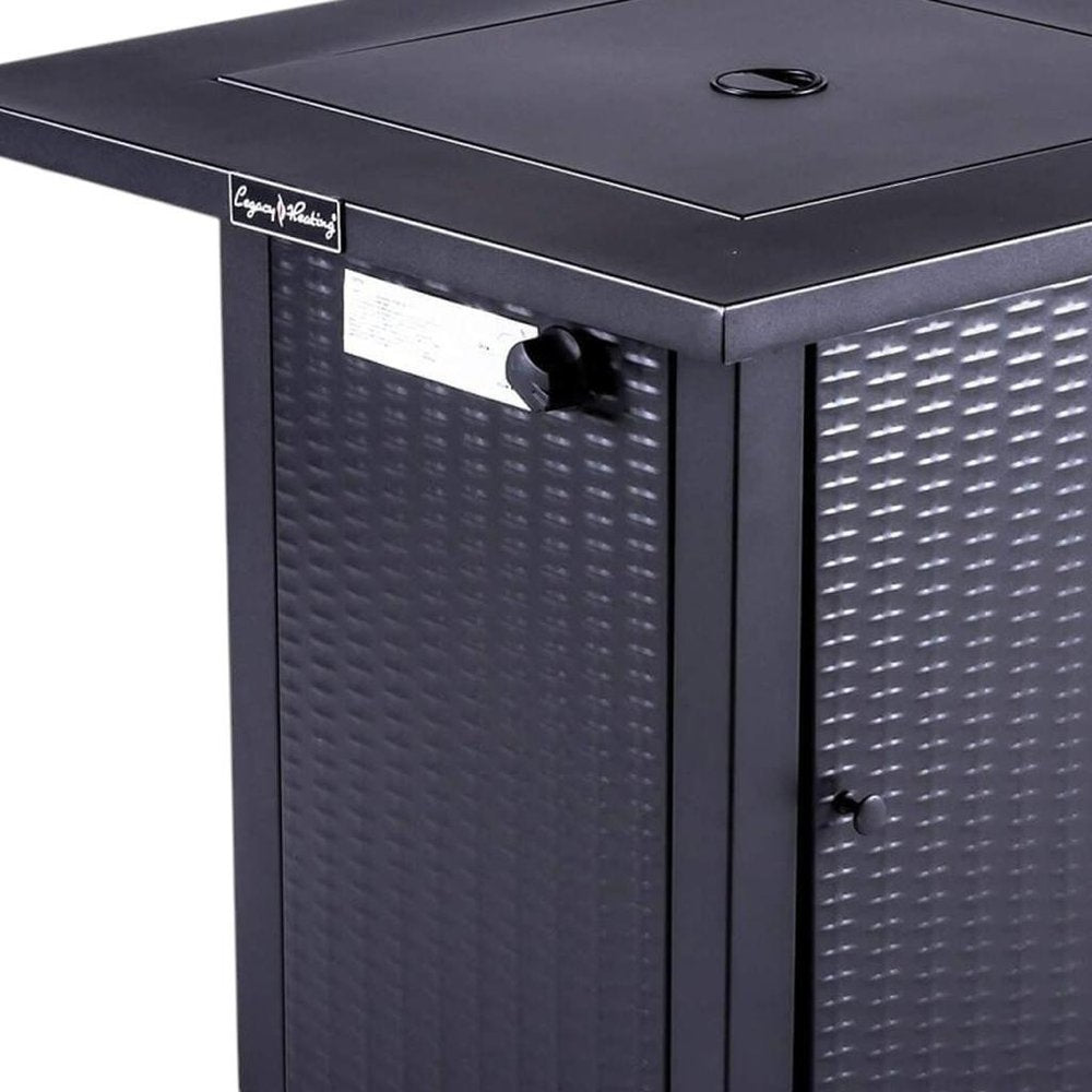 50000 BTU 28" Black Steel Propane Rectangular Fire Pit With Cover