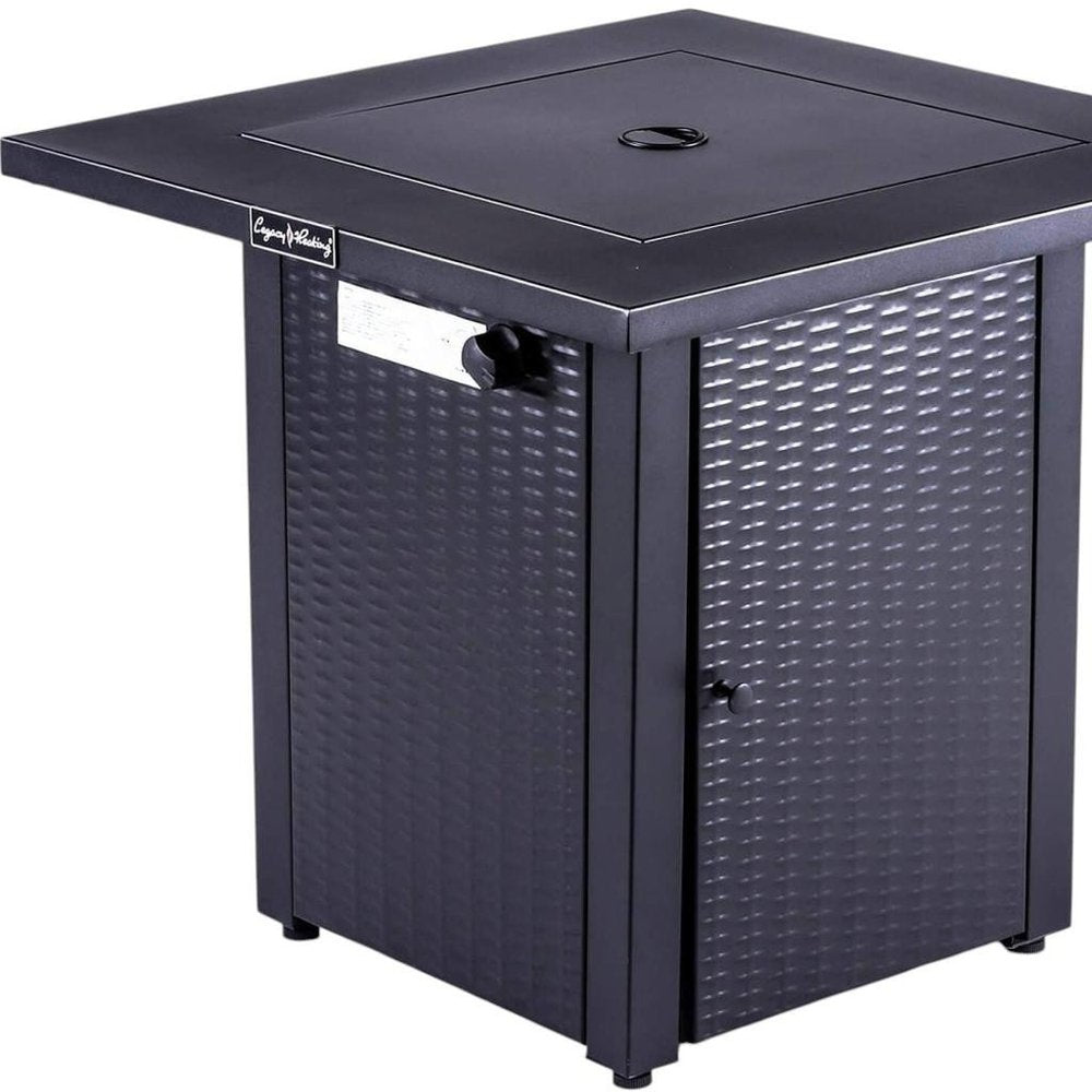 50000 BTU 28" Black Steel Propane Square Fire Pit Table With Cover