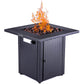50000 BTU 28" Black Steel Propane Rectangular Fire Pit With Cover
