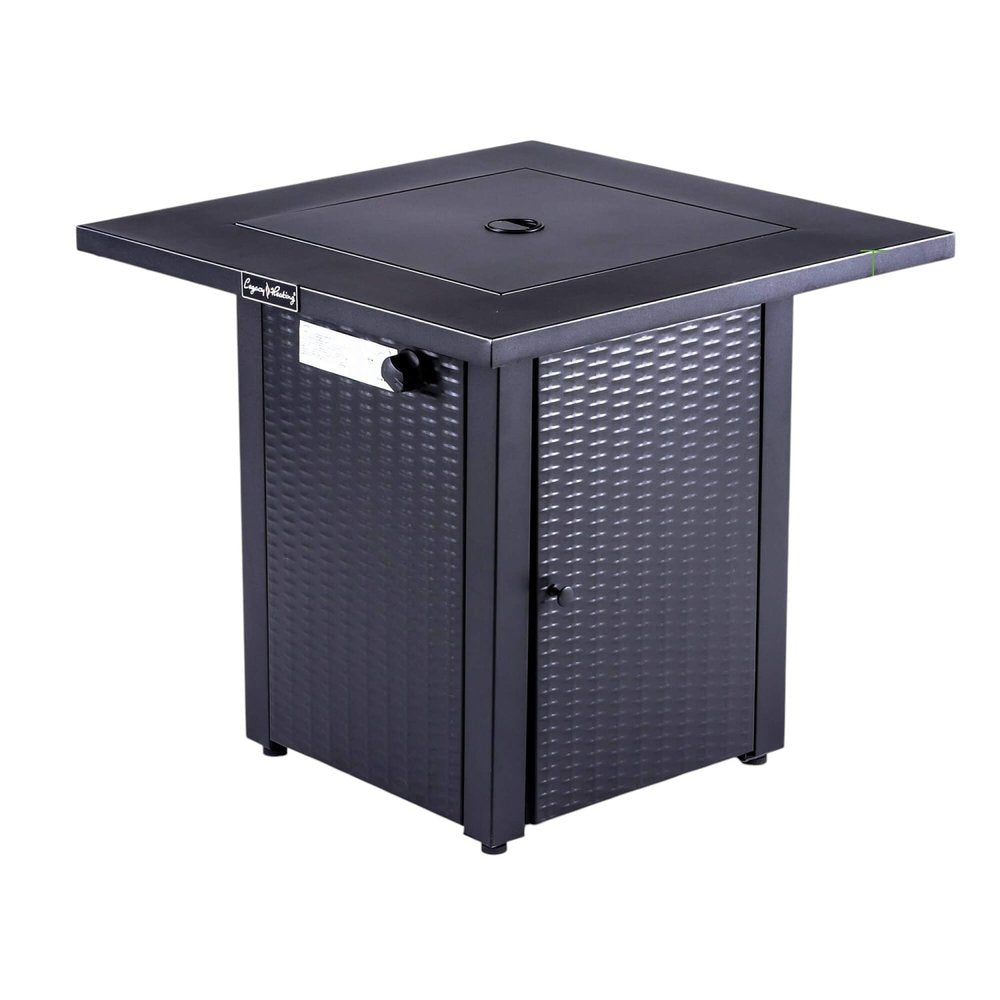 50000 BTU 28" Black Steel Propane Square Fire Pit Table With Cover