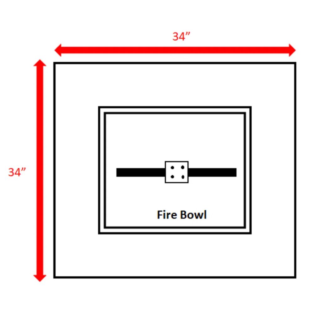 50000 BTU 34" Gray Concrete Propane Square Fire Pit Table With Cover