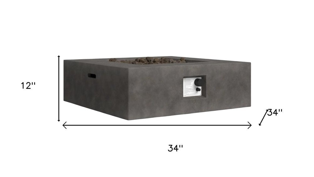 50000 BTU 34" Gray Stainless steel Propane Rectangular Fire Pit With Cover