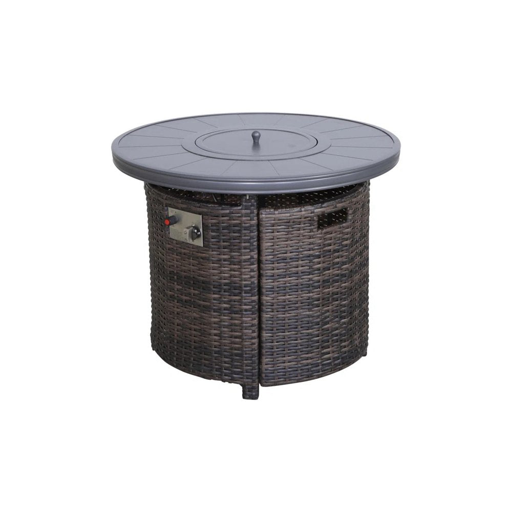 50000 BTU 32" Black Aluminum Propane Round Fire Pit With Cover