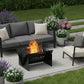 50000 BTU 16" Black Steel Propane Rectangular Fire Pit With Cover
