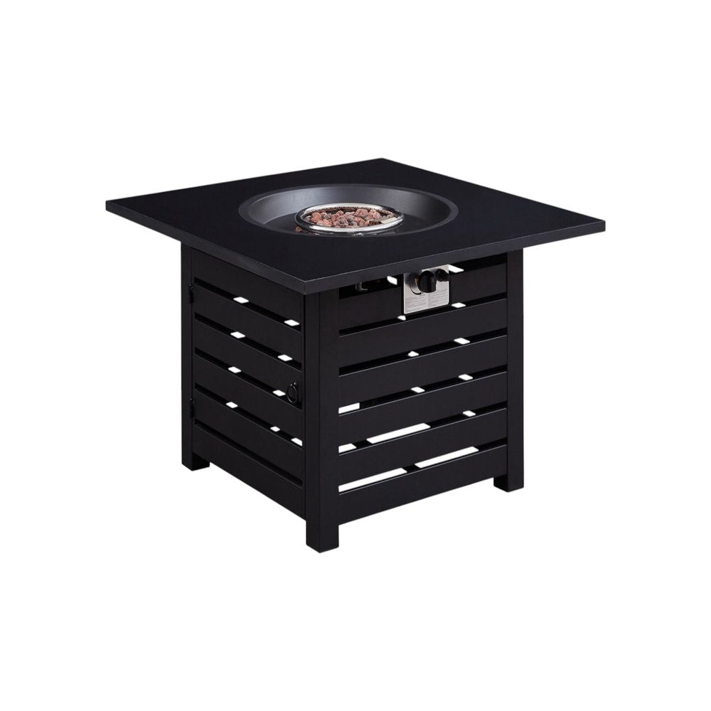 50000 BTU 32" Black Metal Propane Square Fire Pit With Cover