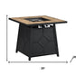40000 BTU 28" Brown Iron Propane Square Fire Pit With Cover