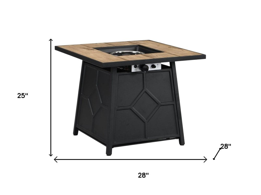40000 BTU 28" Brown Iron Propane Square Fire Pit With Cover