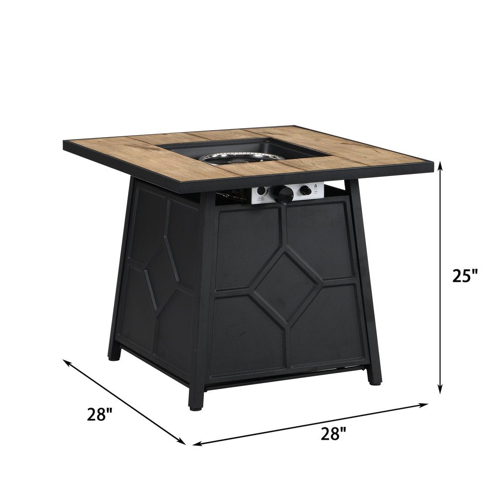 40000 BTU 28" Brown Iron Propane Rectangular Fire Pit With Cover