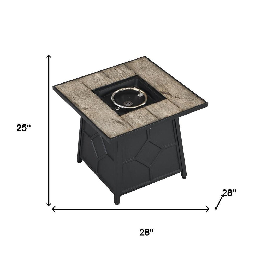 40000 BTU 28" Gray Iron Propane Square Fire Pit Table With Cover