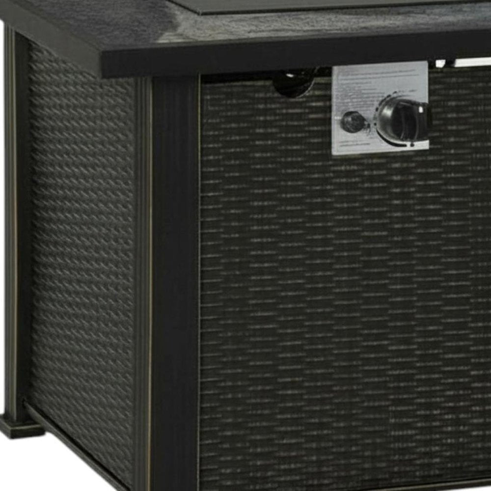 50000 BTU 30" Black Steel Propane Square Fire Pit Table With Cover