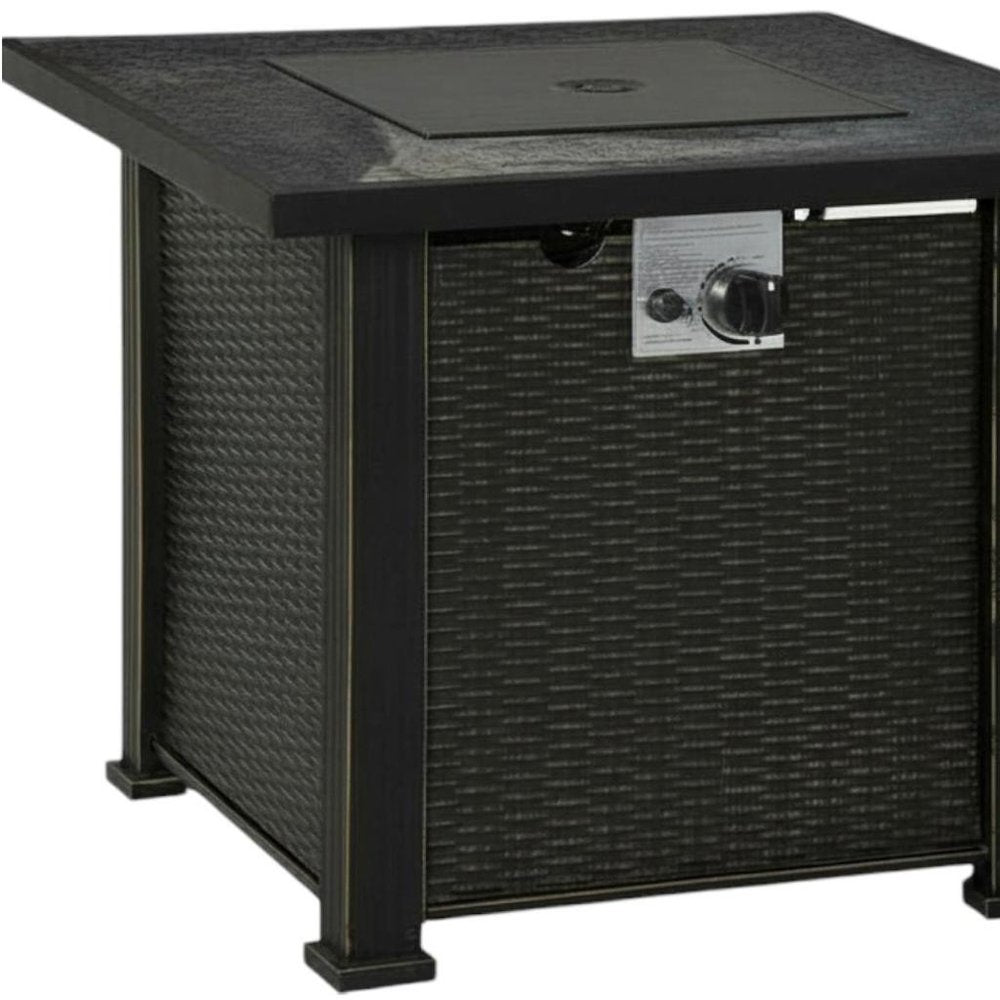 50000 BTU 30" Black Steel Propane Square Fire Pit Table With Cover