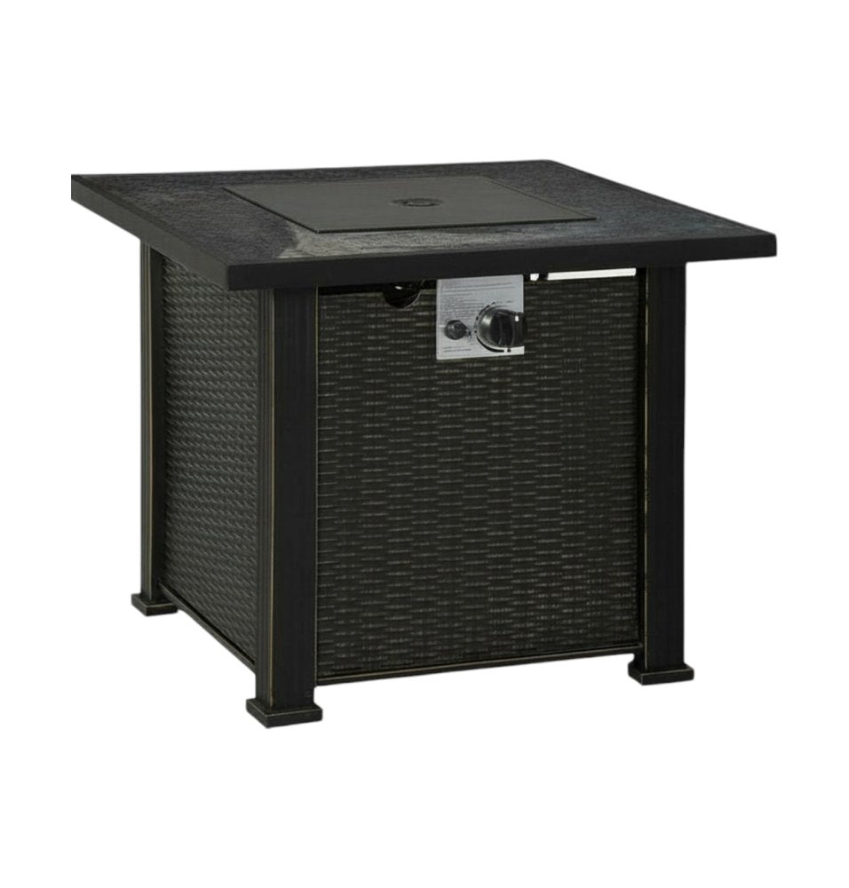 50000 BTU 30" Black Steel Propane Rectangular Fire Pit With Cover