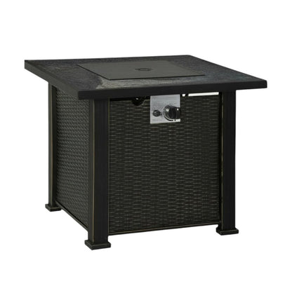 50000 BTU 30" Black Steel Propane Square Fire Pit With Cover