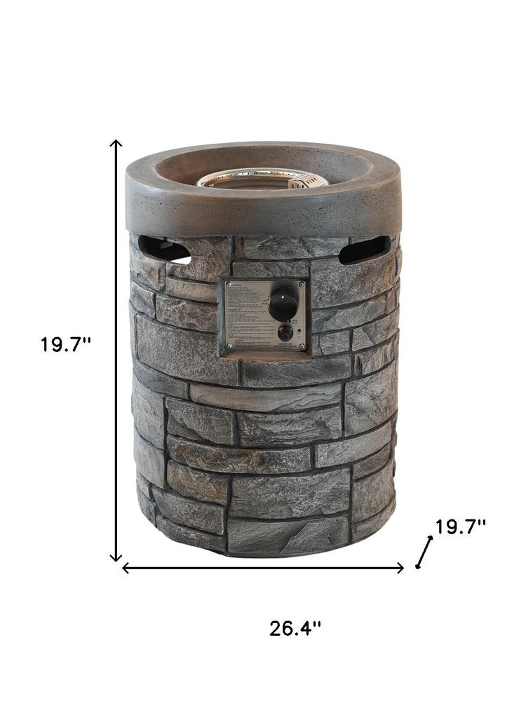 32000 BTU 26" Gray Magnesium Oxide Propane Round Fire Pit With Cover