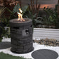 32000 BTU 26" Gray Magnesium Oxide Propane Round Fire Pit With Cover
