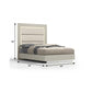 Gray Inlaid Panels Wood And Faux Leather Lighted Upholstered Queen Bed Frame