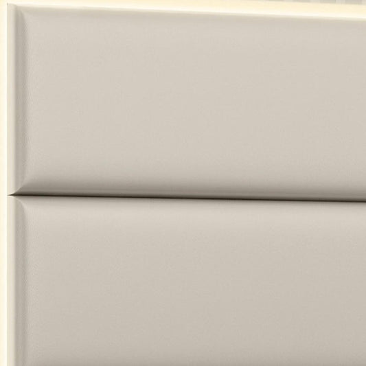 Gray Inlaid Panels Wood And Faux Leather Lighted Upholstered King Bed Frame