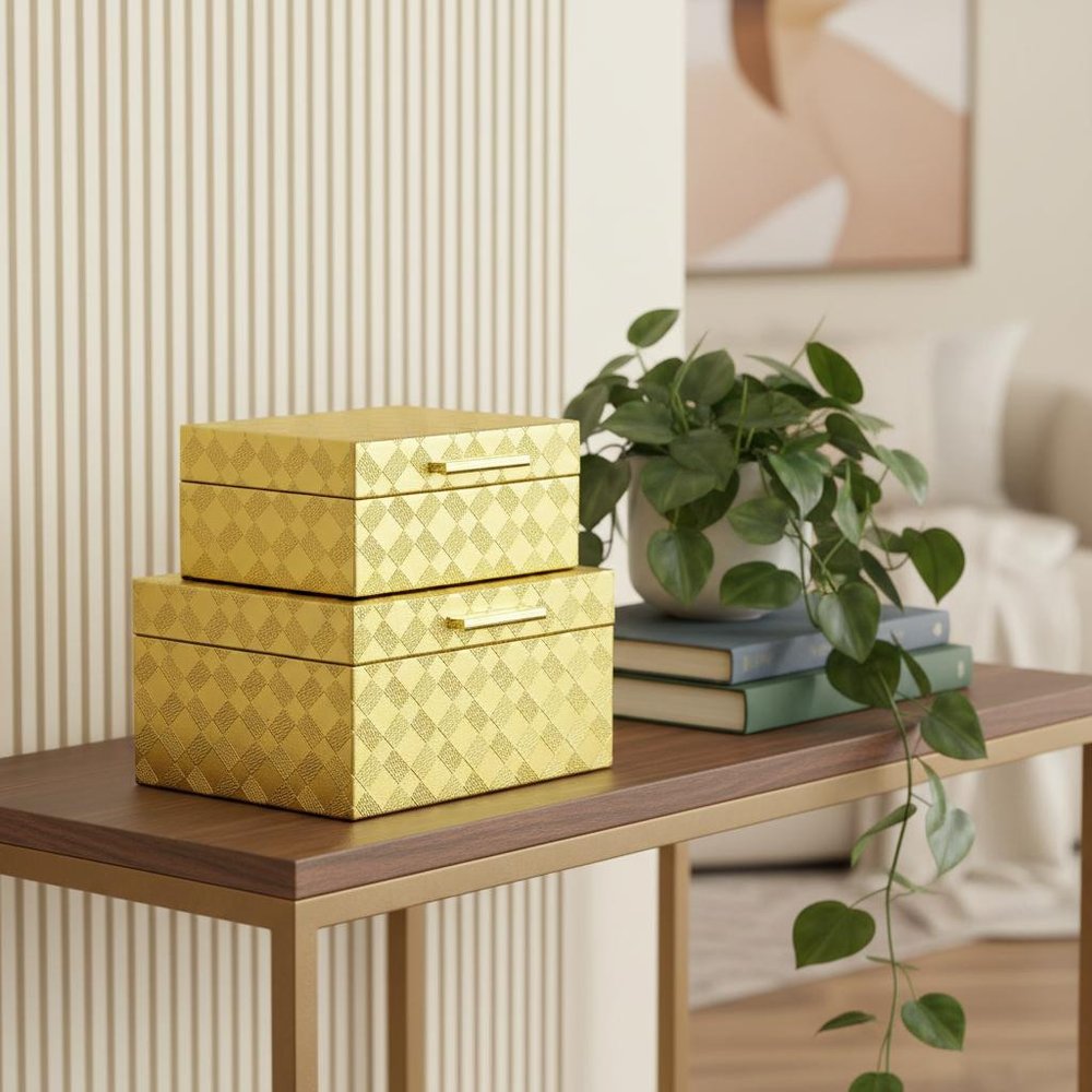 5" Gold Hand Painted Decorative Keepsake Box