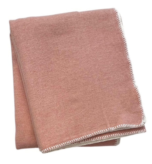 51" X 67" Pink And Cream Cotton Blend Plush Throw Blanket
