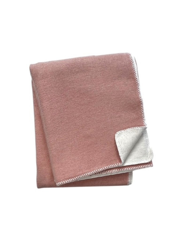 51" X 67" Pink And Cream Cotton Blend Plush Throw Blanket