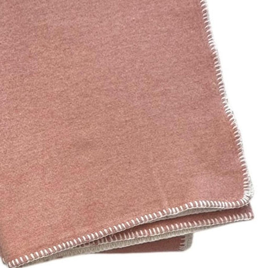 51" X 67" Pink And Cream Cotton Blend Plush Throw Blanket