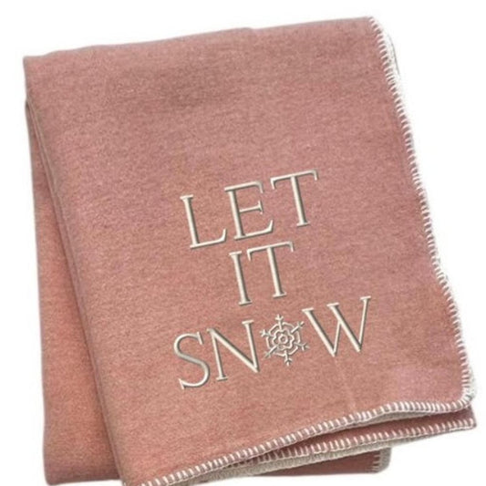 51" X 67" Pink And Cream Cotton Blend Let It Snow Plush Throw Blanket