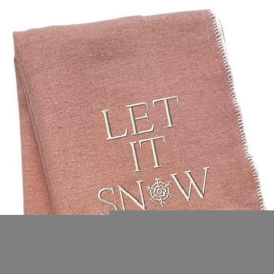 51" X 67" Pink And Cream Cotton Blend Let It Snow Plush Throw Blanket