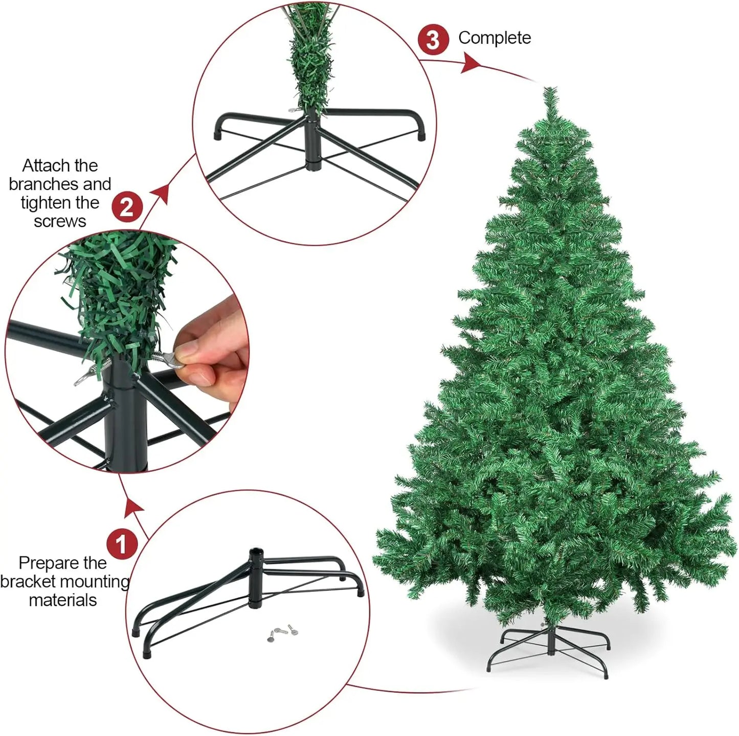 7ft/8ft Spruce Artificial Holiday Christmas Tree for Home/Party Decor w/1300 Branch Tips, Easy Assembly, Metal Hinges&Base