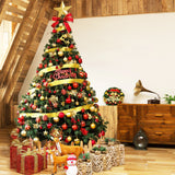 7ft/8ft Spruce Artificial Holiday Christmas Tree for Home/Party Decor w/1300 Branch Tips, Easy Assembly, Metal Hinges&Base