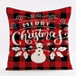 Red Snowflake Deer Christmas Pattern throw pillow cover with short plush print for living room sofa decoration cushion cover