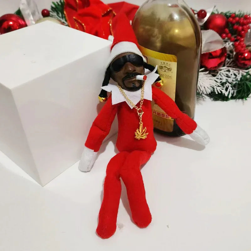 11.81inch Christmas Elf Doll with Snoop on a Stoop Christmas Trees Decoration Ornaments Hip Hop Lovers Christmas Elf Plush Toys