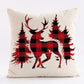 Red Snowflake Deer Christmas Pattern throw pillow cover with short plush print for living room sofa decoration cushion cover