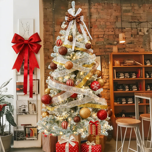 190cm Pre-Lit Artificial Christmas Tree 2025 Christmas Decorations 200 Warm-White LED Light White Green 460 Dense Branch Tips