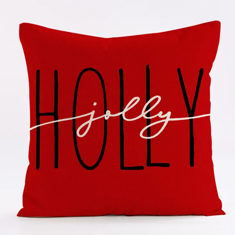 Red Snowflake Deer Christmas Pattern throw pillow cover with short plush print for living room sofa decoration cushion cover