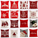 Red Snowflake Deer Christmas Pattern throw pillow cover with short plush print for living room sofa decoration cushion cover